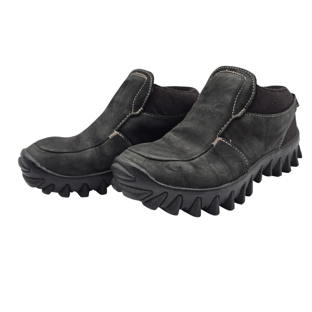 Salomon Techamphibian Shoes Womens 7.5 Black Leather Slip On Ortholite Contagrip